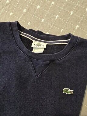 Lacoste Navy Crewneck Sweatshirt with Green Crocodile Logo
